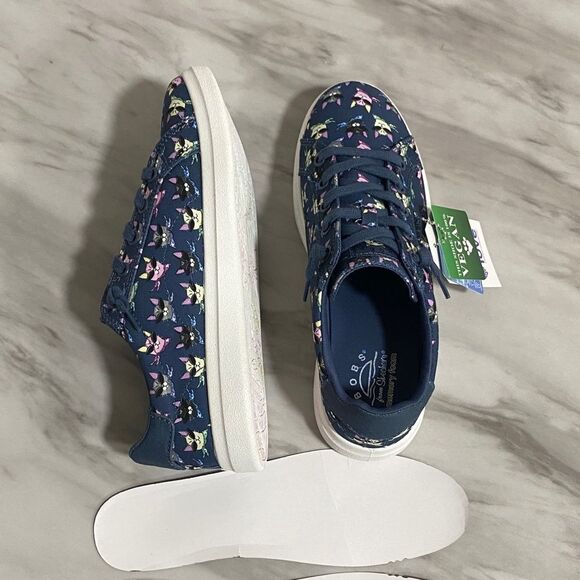 NWT BOBS from Skechers Windy Kitty Cat Print Sneakers Navy Blue Memory Foam 7.5 - Picture 11 of 14